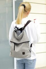 3210 Kyra Kadın Krem Bej Pamuk Kumaşlı Salaş Günlük Çapraz Omuz Sırt El Çantası