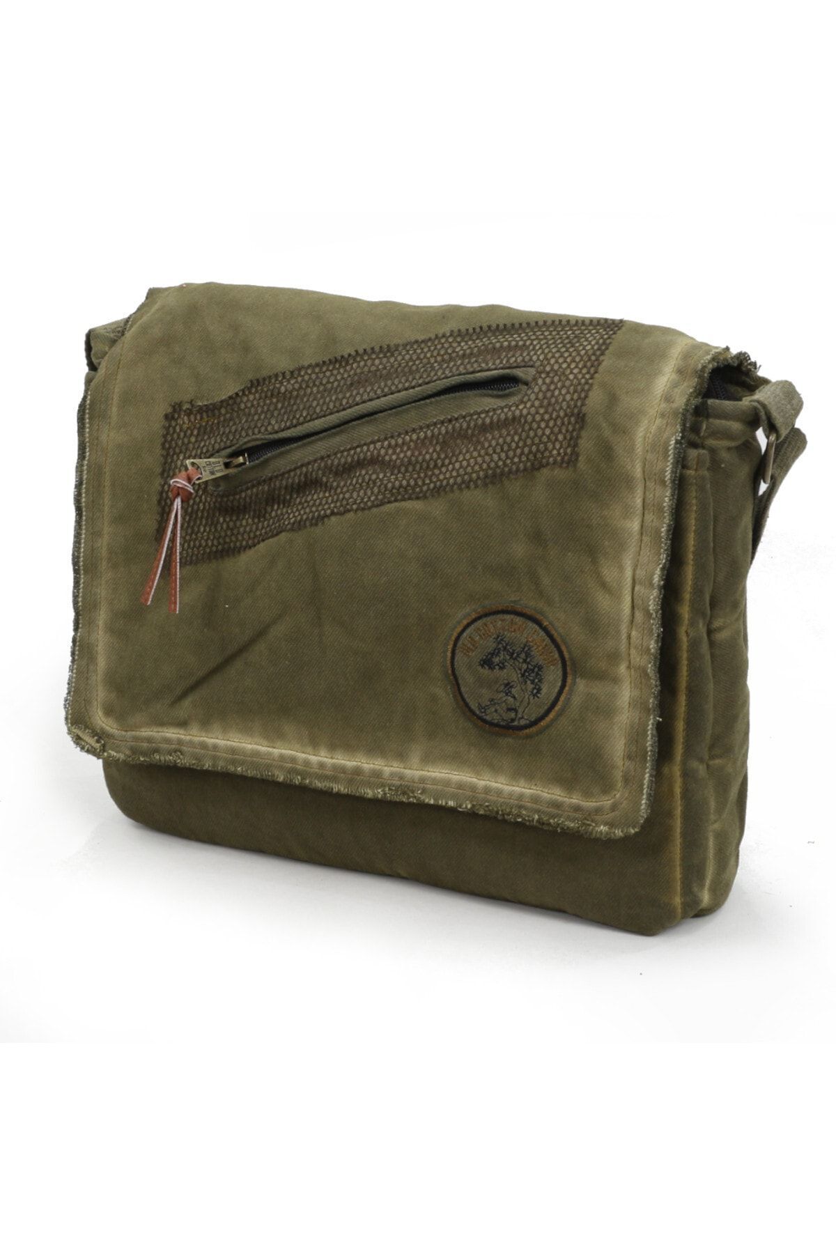 Cargo 7136 Küçük Asker Yeşili Haki Günlük Omuz Çantası Kanvas Okul Tablet Çantası