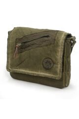 Cargo 7136 Küçük Asker Yeşili Haki Günlük Omuz Çantası Kanvas Okul Tablet Çantası