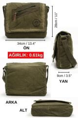Cargo 7136 Küçük Asker Yeşili Haki Günlük Omuz Çantası Kanvas Okul Tablet Çantası