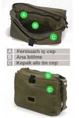 Cargo 7136 Küçük Asker Yeşili Haki Günlük Omuz Çantası Kanvas Okul Tablet Çantası