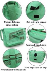 Cargo 7136 Küçük Mint Yeşil Omuz Çantası Kanvas Bag Okul Tablet Çantası