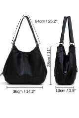 Myra Kadın Siyah Pu Deri Günlük Omuz Çantası Üç Bölmeli Hobo Tote El Çantası