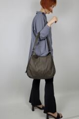 Myra Kadın Siyah Pu Deri Günlük Omuz Çantası Üç Bölmeli Hobo Tote El Çantası