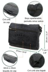 Salaş Kanvas Omuz Postacı Antrasit Siyah Laptop Okul Seyahat Günlük Vintage Çanta