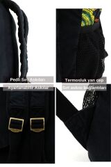 Cargo 5112 Elton Bag Patchwork Laptop Okul -seyahat -pamuk Kumaş Siyah Sırt Çantası