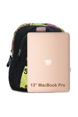 Cargo 5112 Elton Bag Patchwork Laptop Okul -seyahat -pamuk Kumaş Siyah Sırt Çantası