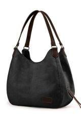 3286 Lonia Kadın Siyah Kanvas Pamuklu Günlük Omuz El Suya Dayanıklı Tote Çantası