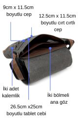 Unisex Gri Kahverengi Çapraz Askılı Postacı Çantası