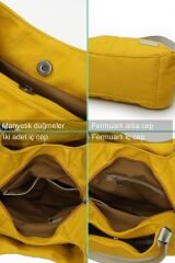 3286 Lonia Kadın Siyah Kanvas Pamuklu Günlük Omuz El Suya Dayanıklı Tote Çantası Hardal