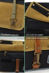 4046 Antiochia Omuz Postacı Suya Dayanıklı Mumlu Pamuk Kanvas Laptop Okul Evrak Seyahat Çantası Limon Küfü Hardal