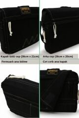 Cappadocia Vintage 4009 Ephesus Salaş Omuz Postacı Yeşil Haki Bej 14 inç Laptop Okul Seyahat Günlük Vintage Pamuk Çanta Siyah