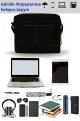 Cappadocia Vintage 4009 Ephesus Salaş Omuz Postacı Yeşil Haki Bej 14 inç Laptop Okul Seyahat Günlük Vintage Pamuk Çanta Siyah