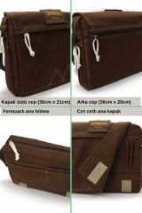 Cappadocia Vintage 4009 Ephesus Salaş Omuz Postacı Yeşil Haki Bej 14 inç Laptop Okul Seyahat Günlük Vintage Pamuk Çanta Kahverengi