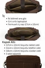Cappadocia Vintage 4009 Ephesus Salaş Omuz Postacı Yeşil Haki Bej 14 inç Laptop Okul Seyahat Günlük Vintage Pamuk Çanta Kahverengi