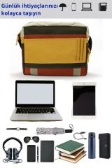 Cappadocia Vintage 4009 Ephesus Salaş Omuz Postacı Yeşil Haki Bej 14 inç Laptop Okul Seyahat Günlük Vintage Pamuk Çanta Haki Bej