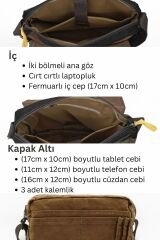 Cappadocia Vintage 4009 Ephesus Salaş Omuz Postacı Yeşil Haki Bej 14 inç Laptop Okul Seyahat Günlük Vintage Pamuk Çanta Antik Kahve