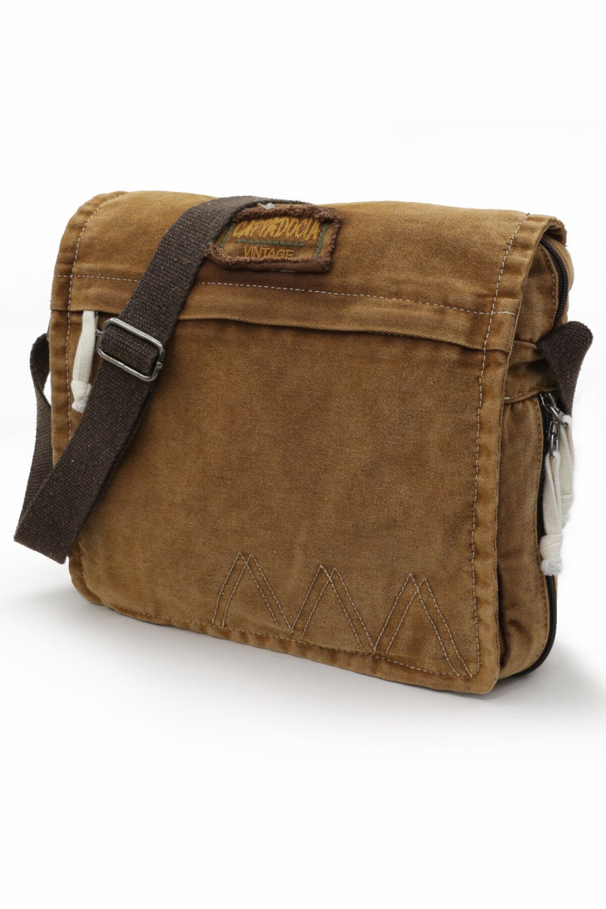 Cappadocia Vintage 4009 Ephesus Salaş Omuz Postacı Yeşil Haki Bej 14 inç Laptop Okul Seyahat Günlük Vintage Pamuk Çanta Antik Kahve