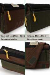 Cappadocia Vintage 4009 Ephesus Salaş Omuz Postacı Yeşil Haki Bej 14 inç Laptop Okul Seyahat Günlük Vintage Pamuk Çanta Kahve Siyah