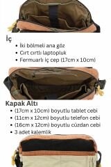 Cappadocia Vintage 4009 Ephesus Salaş Omuz Postacı Yeşil Haki Bej 14 inç Laptop Okul Seyahat Günlük Vintage Pamuk Çanta Antik Siyah Krem