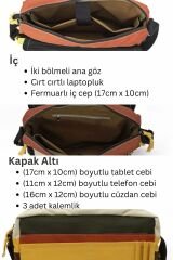 Cappadocia Vintage 4009 Ephesus Salaş Omuz Postacı Yeşil Haki Bej 14 inç Laptop Okul Seyahat Günlük Vintage Pamuk Çanta Siyah Krem