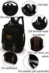 Cappadocia 4012 Kahve Haki Siyah Postacı Küçük Sırt Çapraz Omuz Askılı Günlük Pamuk Gabardin Çantası Siyah