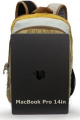 Cappadocia Vintage 4034 Patara Yeşil Krem Sırt Okul Seyahat 15.6 inç Laptop Günlük Notebook Yumuşak Pamuk Kumaş Çanta