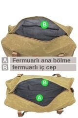 DARK COTTON 7104 Seyahat, Spor Suya Dayanıklı Kanvas Çantası, Hafta Sonu Çantası El Çantası Camel