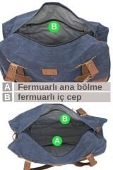 DARK COTTON 7104 Seyahat, Spor Suya Dayanıklı Kanvas Çantası, Hafta Sonu Çantası El Çantası Lacivert