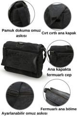 Dark Cotton 8128 Salaş Kanvas Omuz Postacı 15.6'' Laptop Okul Seyahat Günlük Vintage Pamuk Çanta