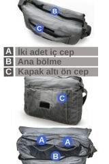 Dark Cotton 8128 Salaş Kanvas Omuz Postacı 15.6'' Laptop Okul Seyahat Günlük Vintage Pamuk Çanta Gri