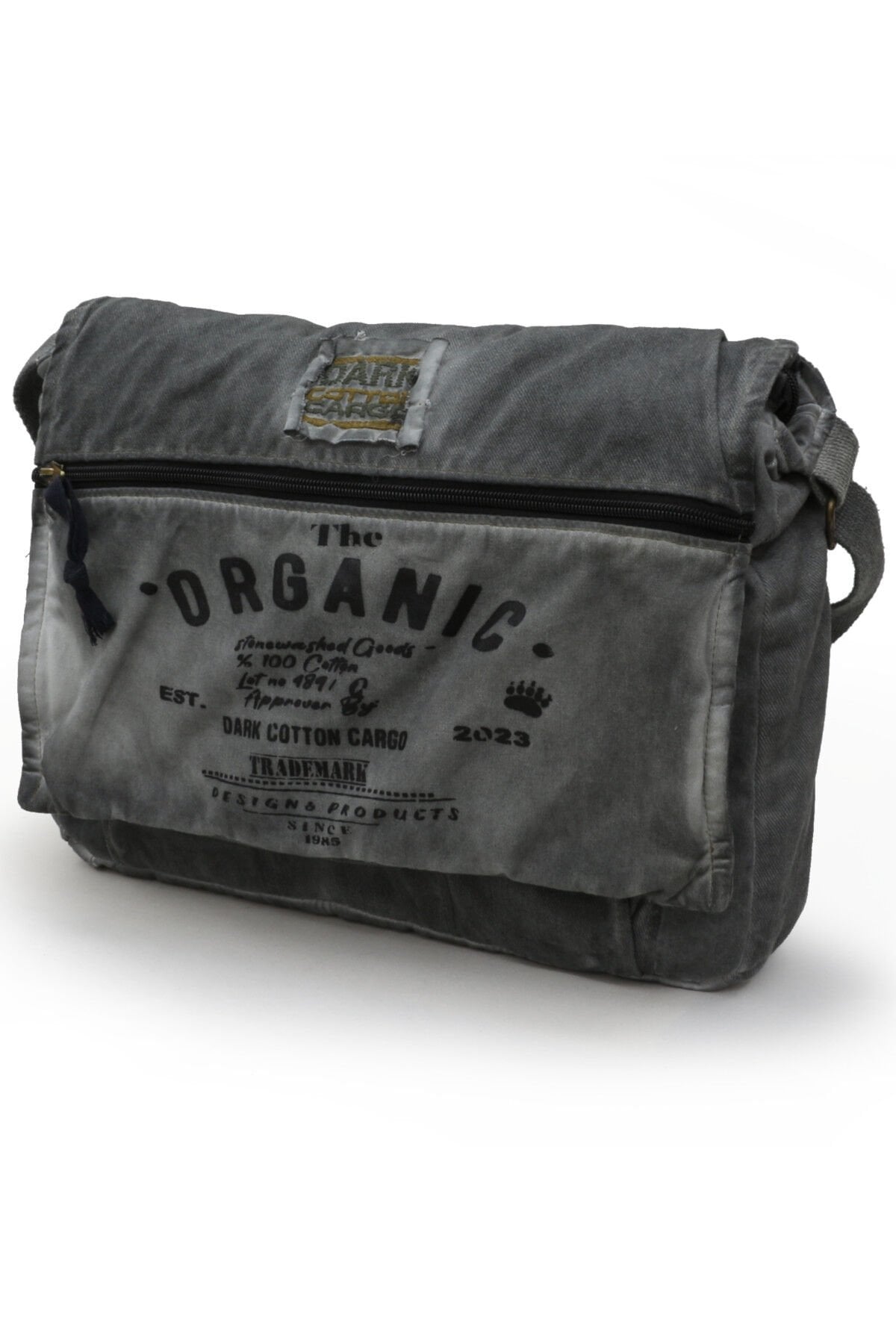 Dark Cotton 8128 Salaş Kanvas Omuz Postacı 15.6'' Laptop Okul Seyahat Günlük Vintage Pamuk Çanta Gri