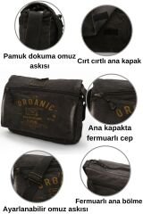 Dark Cotton 8128 Salaş Kanvas Omuz Postacı 15.6'' Laptop Okul Seyahat Günlük Vintage Pamuk Çanta Koyu Kahverengi