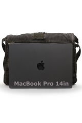 Dark Cotton 8128 Salaş Kanvas Omuz Postacı 15.6'' Laptop Okul Seyahat Günlük Vintage Pamuk Çanta Koyu Kahverengi