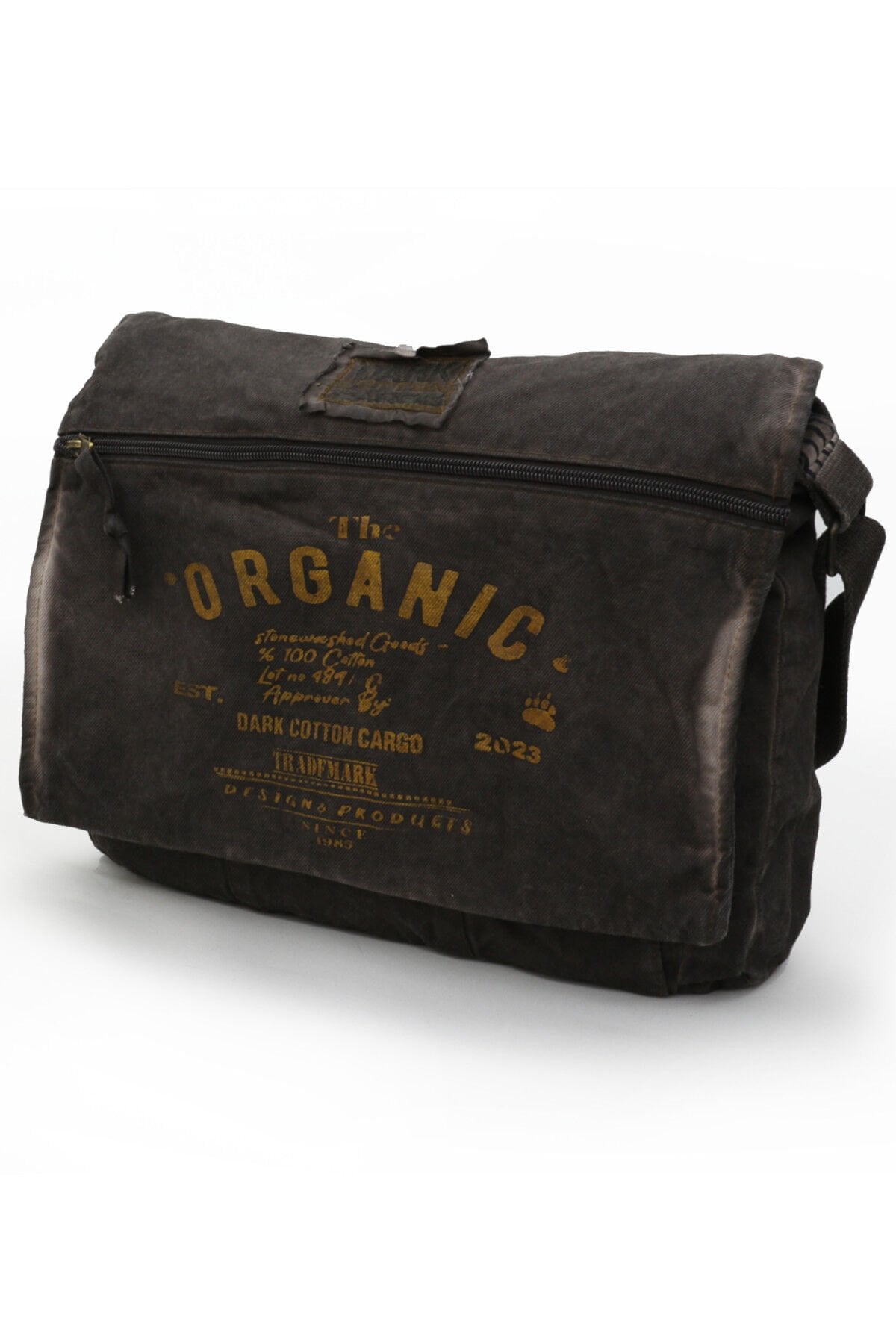Dark Cotton 8128 Salaş Kanvas Omuz Postacı 15.6'' Laptop Okul Seyahat Günlük Vintage Pamuk Çanta Koyu Kahverengi