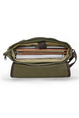 Cappadocia Vintage 4017 Lacivert 14'' Laptop Postacı Okul Çantası Unisex Kilitli Çok Cepli Omuz Askılı Haki