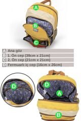 DARK COTTON 5017 Pamuk Okul Laptop MacBook Kamp Seyahat Günlük Kampüs Sırt Çantası