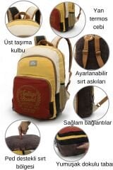 DARK COTTON 5017 Pamuk Okul Laptop MacBook Kamp Seyahat Günlük Kampüs Sırt Çantası Sarı Kırmızı