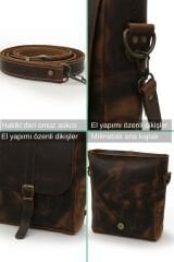 Cappadocia Vintage 6051 Kahverengi Hakiki Gerçek Deri El Yapımı Postacı Omuz Çapraz Askılı Çanta