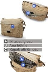 Dark Cotton 8128 Salaş Kanvas Omuz Postacı 15.6'' Laptop Okul Seyahat Günlük Vintage Pamuk Çanta Açık Camel
