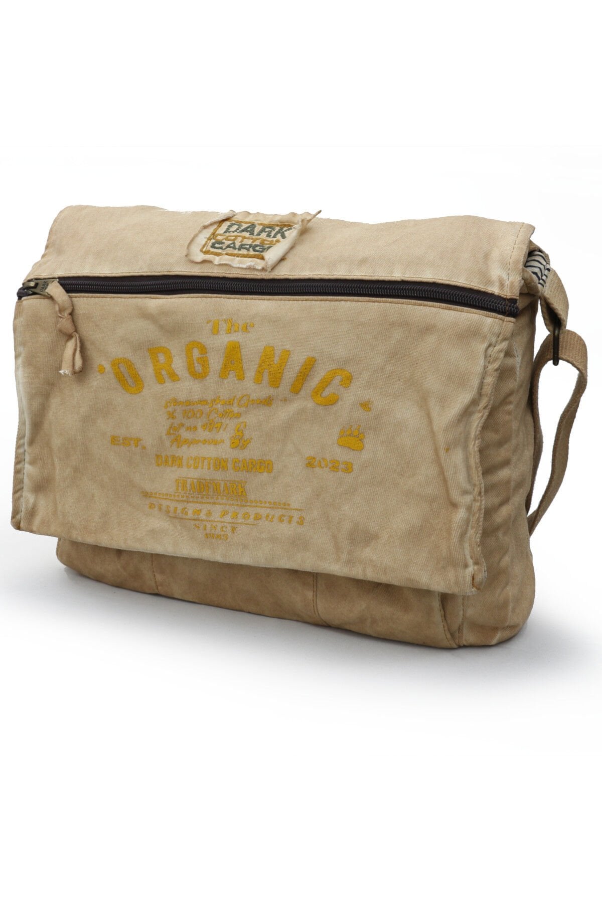 Dark Cotton 8128 Salaş Kanvas Omuz Postacı 15.6'' Laptop Okul Seyahat Günlük Vintage Pamuk Çanta Açık Camel