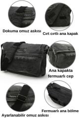 4028 Salaş Omuz Çantası Pamuk Kanvas Postacı 15.6 Laptop Okul Seyahat Günlük Vintage Retro