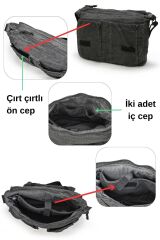 4028 Salaş Omuz Çantası Pamuk Kanvas Postacı 15.6 Laptop Okul Seyahat Günlük Vintage Retro