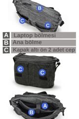 4028 Salaş Omuz Çantası Pamuk Kanvas Postacı 15.6 Laptop Okul Seyahat Günlük Vintage Retro