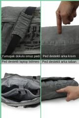 4028 Salaş Omuz Çantası Pamuk Kanvas Postacı 15.6 Laptop Okul Seyahat Günlük Vintage Retro Gri