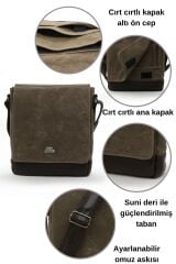 7112 Western Kahverengi Suya Dayanıklı Mumlu Kanvas Postacı Omuz Laptop Okul Çantası