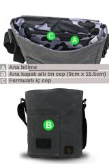 7059 Pretty Hakiki Deri Suya Dayanıklı Mumlu Kanvas Postacı Omuz Okul Çantası