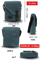 7059 Pretty Hakiki Deri Suya Dayanıklı Mumlu Kanvas Postacı Omuz Okul Çantası