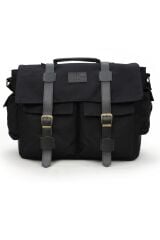 Dark Cotton 7238 Siyah Suya Dayanıklı Kanvas Postacı 15.6  inç Laptop Bölmeli Vintage Omuz Çantası