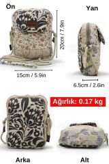 Cappadocia Vintage Kadın Çiçek Desenli Omuz Çantası - Bohem Tarz Mini El ve Telefon Çantası